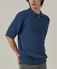 ANALOG MOOD Cable Half-Zip Collar Short-Sleeve Knit (Deep Blue)