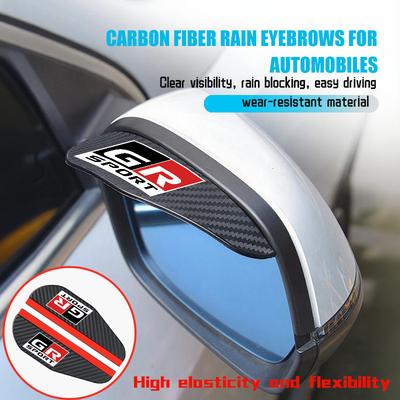 2PCS Carbon Fiber Car Rearview Mirror Rain Eyebrow Sticker For Camry Highlander C-HR Hilux Vios Rav4 Prius Yaris TRD