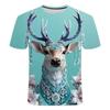 Summer Elk 3D Pattern Short Sleeve T-shirt Loose Summer Trendy Fashion Men's and Women's Round Neck T-shirt