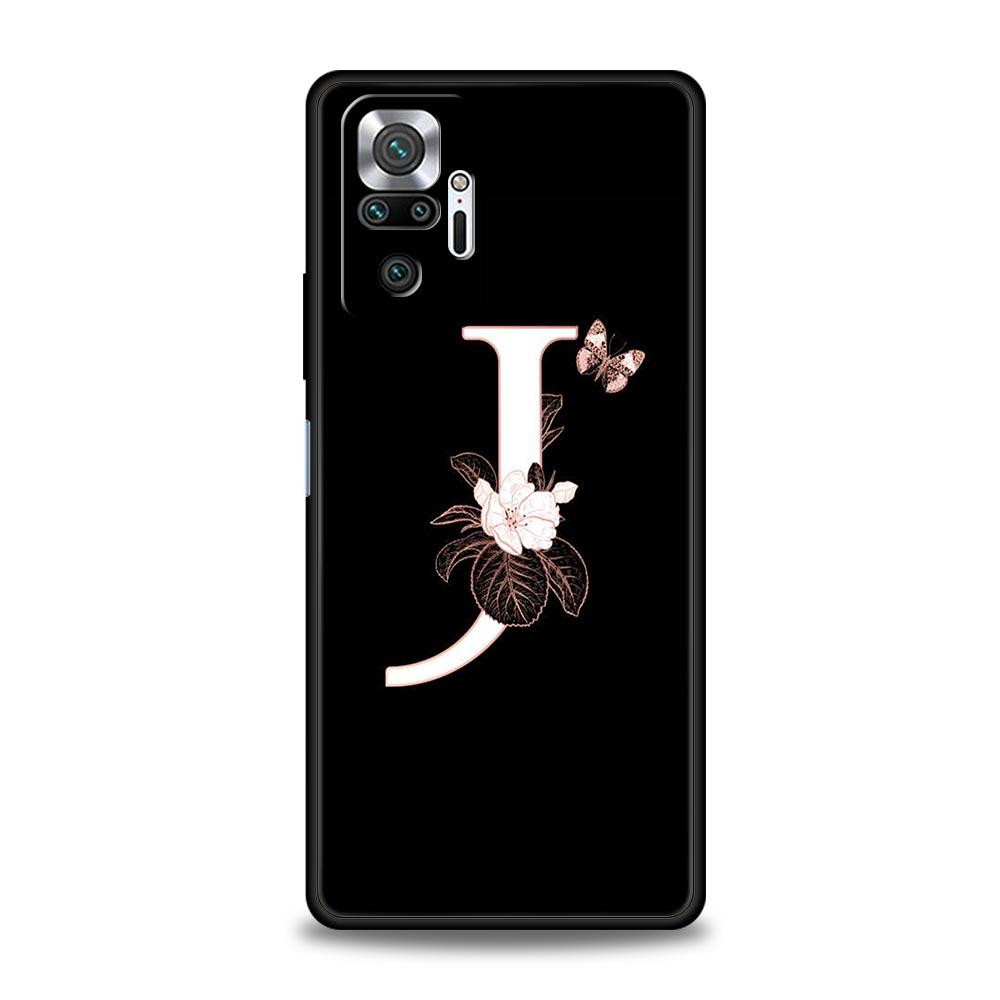 Phone Case Cover for Redmi 14C 10C Note 15 14 13 12 10 11 Pro Plus K40 Soft TPU Shockproof Fundas Shell Flowers Initial Letter