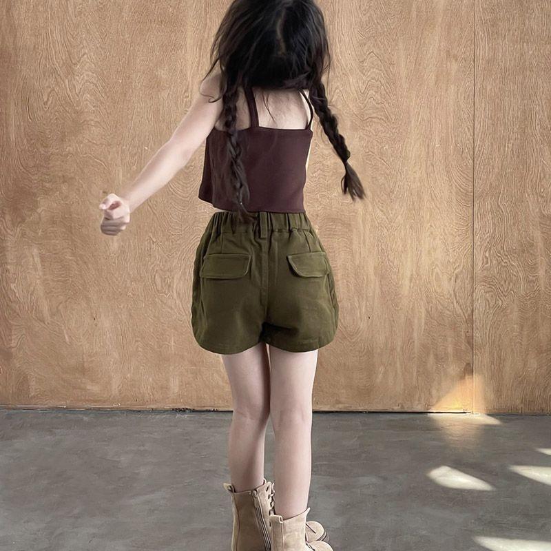 Stylish Cotton Summer Outfit Set For Girls Featuring Trendy Sleeveless Tank Top And Chic Overalls