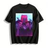 Dark Style Purple Pattern Demon Girl Group Print Top Trendy Niche Design Casual Streetwear T-Shirt Pure Cotton T-shirt