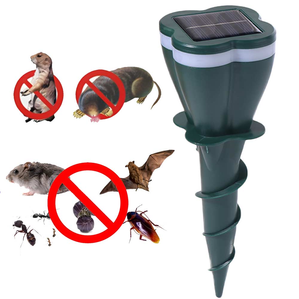 Ultrasonic Solar Powered Mole Repellent Groundhog Deterrent  For Outdoor Garden Lawns Yard