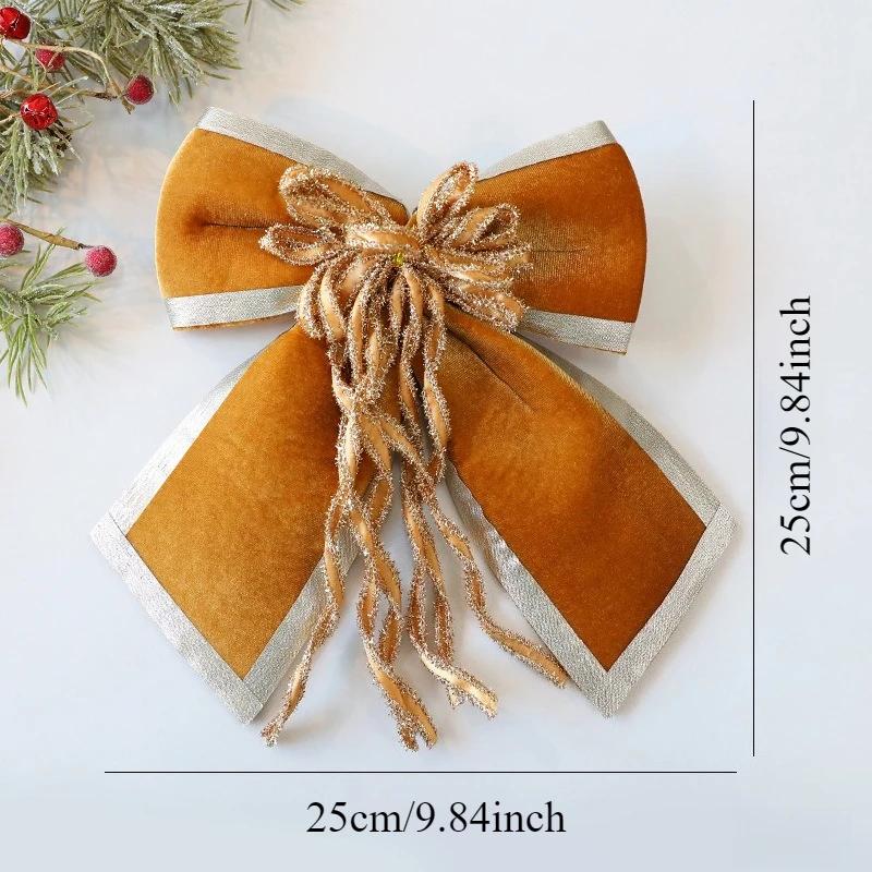 Christmas Decorative Knots 25x25cm Red Velvet Ribbon Bows Large Size Plush Bow Flower Craft Christmas Tree Ornaments Deco Noel