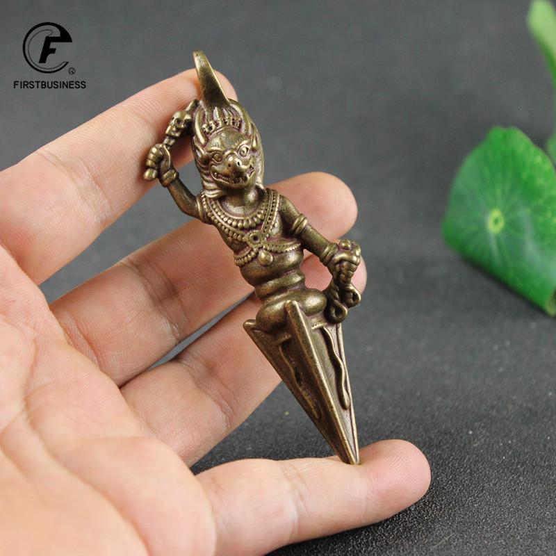 64G Brass Nepal Yamantaka Head Vajry Pestle Ornaments Vintage Brass Pendant Buddha Instruments Lucky Home Decorations Avoid Evil
