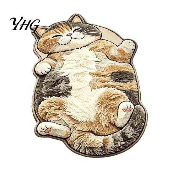 Washable Entryway Runner Sleeping Cat Rug, Ultra Absorbent Plush Bath Mat, Cute Kitty Kitchen Carpet Area Non-slip Door Mat for Bathroom Bedroom Home