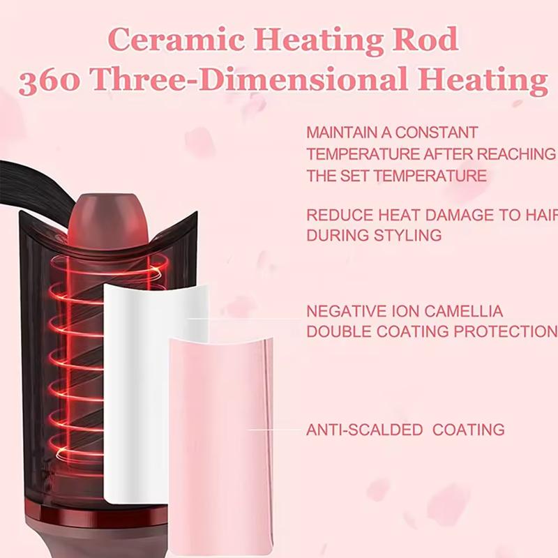 Professional Automatic Rotating Styling Tool Hair Curler with Ceramic Ionic Barrel and Smart Anti-Stuck Sensor