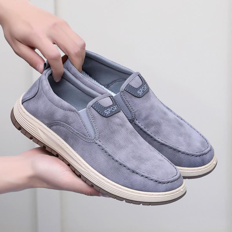 Old Beijing cloth shoes men's autumn breathable soft-soled cloth shoes black casual canvas shoes comfortable lazy men's shoes