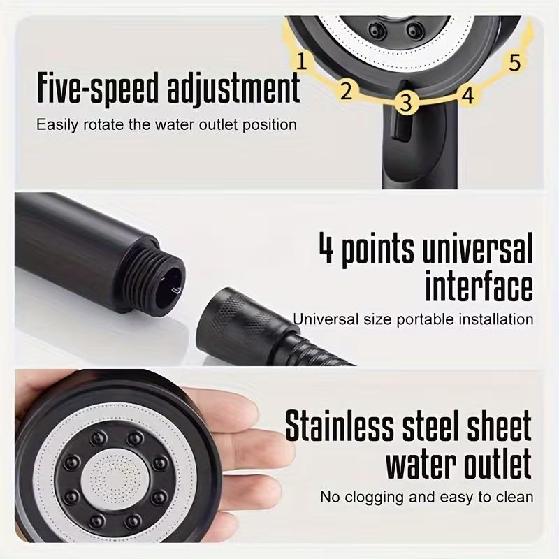 PP Cotton Filter 5-Mode Shower Head Bathroom Home Boost Large Water Outlet Bathroom Accessories Set