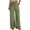 Wide Leg Pants for Women Flowy  Drawstring Elastic Waist Trousers with Pockets Summer Beach Vacation Clothes