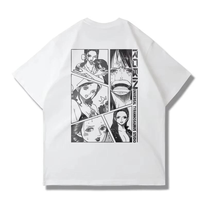 One Piece Nico Robin Manga Split Print Oversized Anime Streetwear Women And Men T-Shirt 4XL