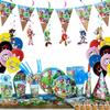 Party Birthday Supplies Set Cake Topper Banner Cups Balloons Plates