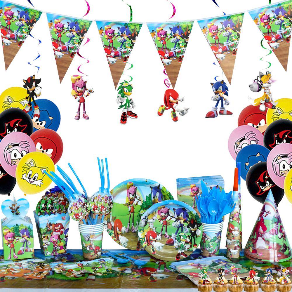 Party Birthday Supplies Set Cake Topper Banner Cups Balloons Plates
