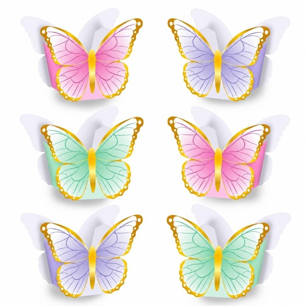 12PCS Multicolor Butterfly Flower Basket Paper Tabletop Ornament Party Supplies