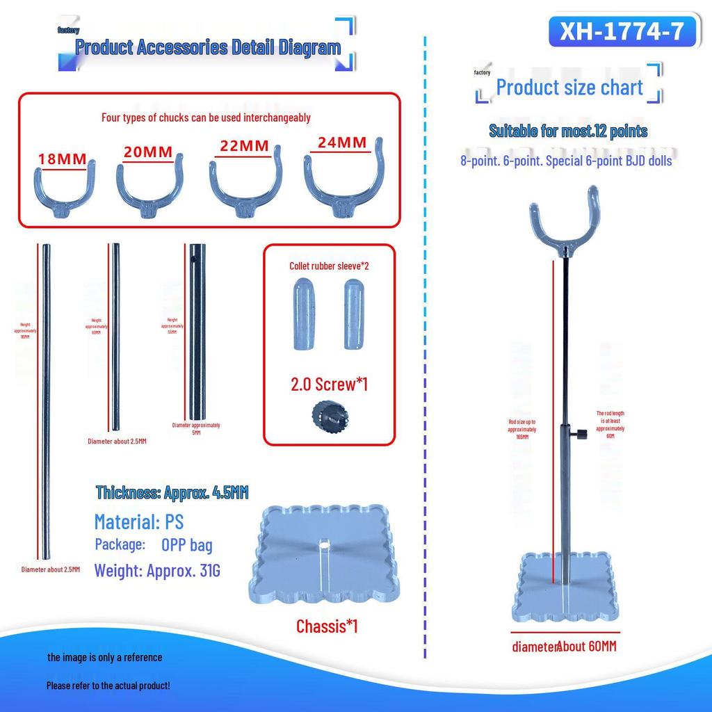 Transparent BJD Supermodel Doll Display Stand with Crotch Support