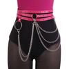 Punk style multi-circle non-punching belt, belt, women's large ring tassel multi-layer metal chain, waist chain