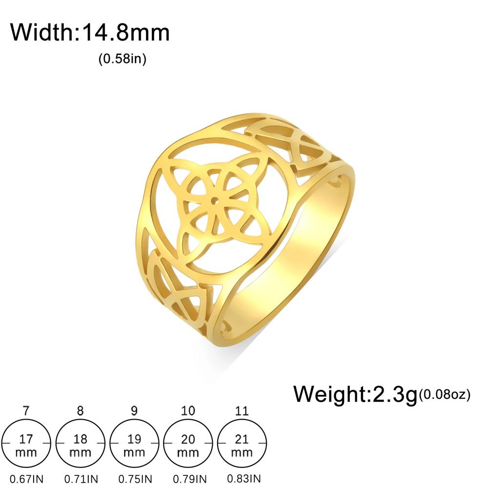 Witch Knot Rings Stainless Steel Celtic Protection Jewelry for Women Men Couple Wicca Amulet