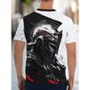 Men's Spartan Warrior Graphic T-Shirt Black White Red Splatter Ink Art Short Sleeve Crew Neck Casual Tee Streetwear
