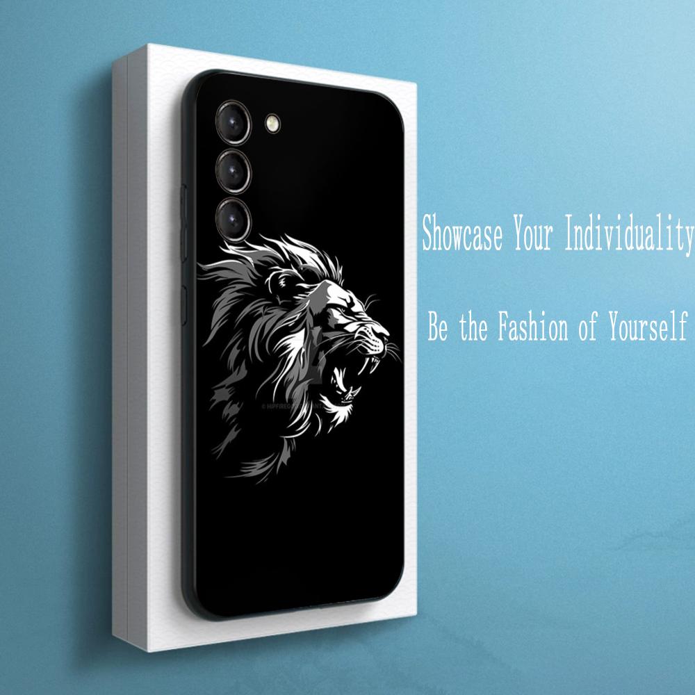 Coole Königslöwen-Mode-Muster-Design Handyhülle Für Samsung Galaxy S25 S24 S23 S22 S21 S20 Plus Ultra Note20 Weich Schwarz