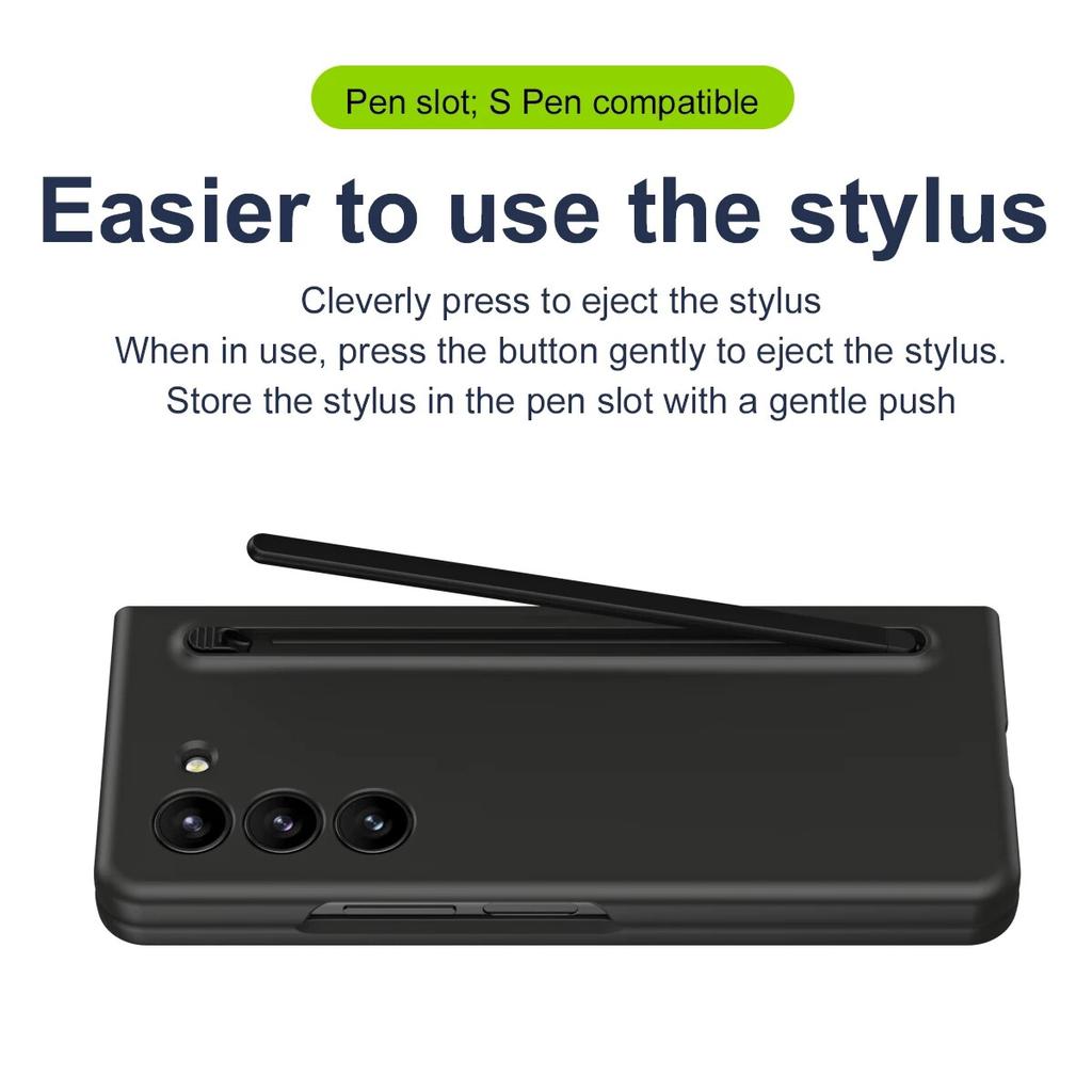 For Samsung Galaxy Z Fold 5 4 3 Case Skin-Friendly Colorful Touch Pen Folding with Screen Film Fold5 Shockproof Protection Cover