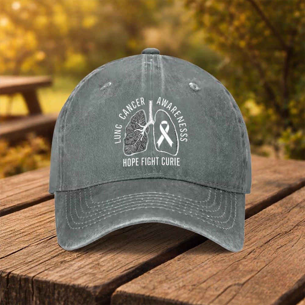 Lung Cancer Awareness Printed Baseball Cap Unisex Duckbill Cap for Outdoor Sports Fitness Travel