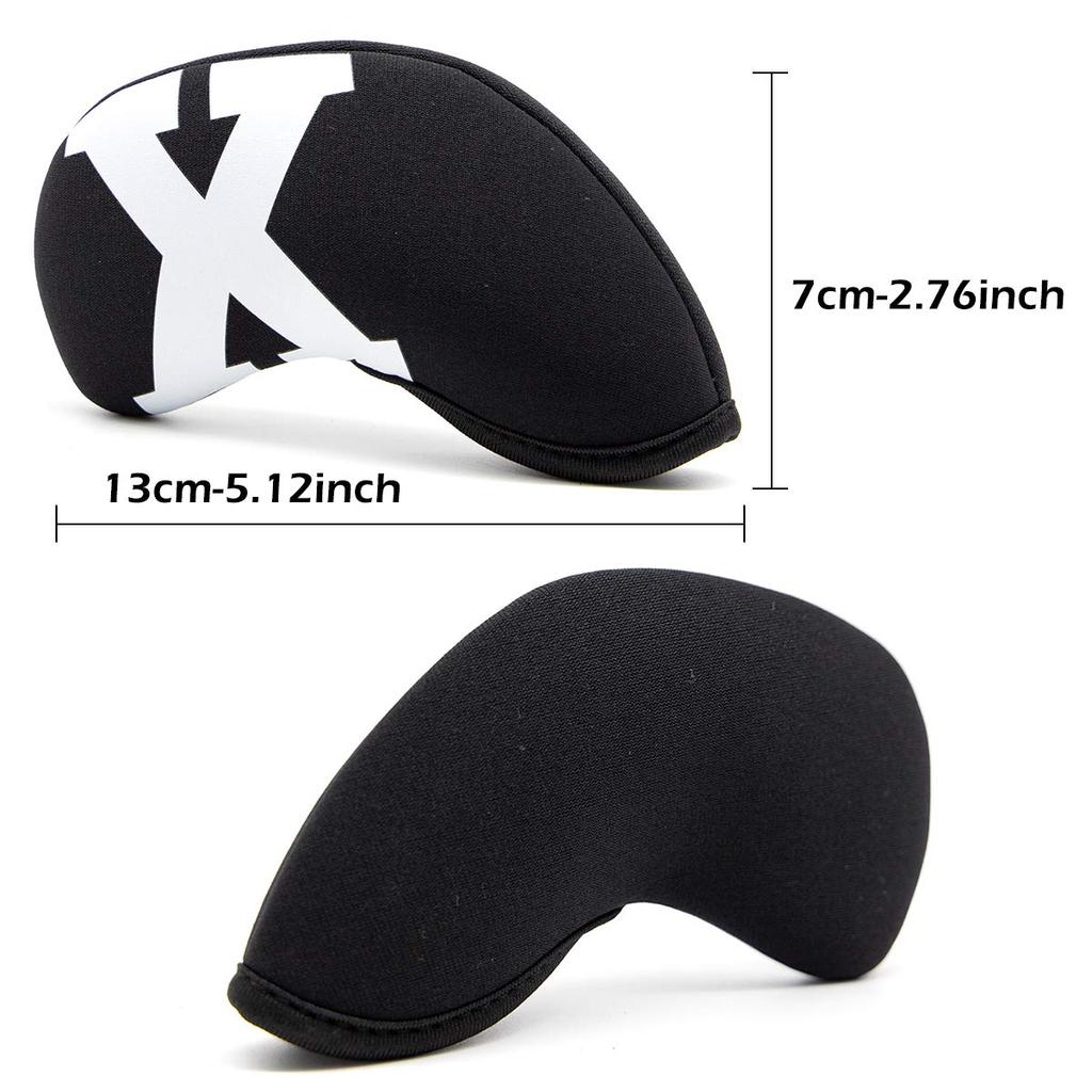 Golf Iron Headcover Neoprene Colorful Numbered Iron Headcovers Style 2 Set, Material, (Black - (10pcs))