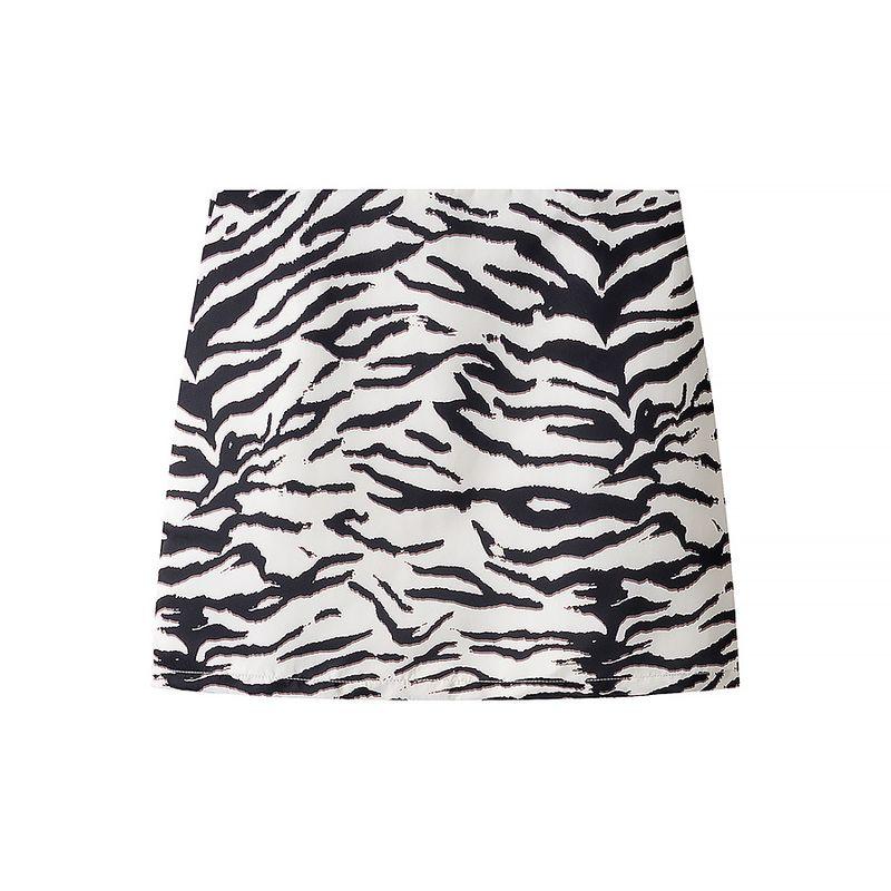 

Новая осенняя женская одежда круглый вырез пышный короткий рукав стерео пуговицы украшение пальто топ + повседневный костюм с юбкой Zebra Print Skirt L