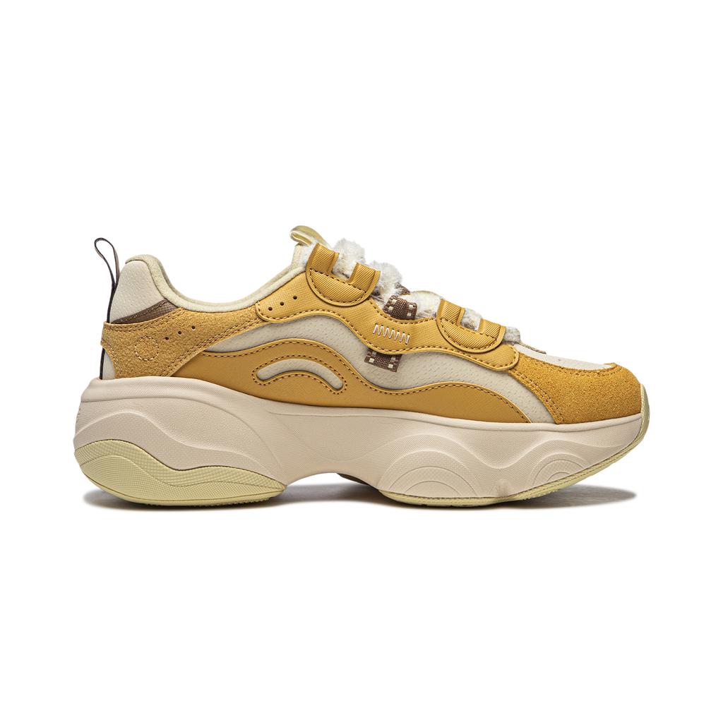 Li-Ning Honey V2 Classic Comfortable Casual Non-Slip Wear-Resistant Low-Top Dad Shoes Women sneaker Yellow Milky AGCU414-4