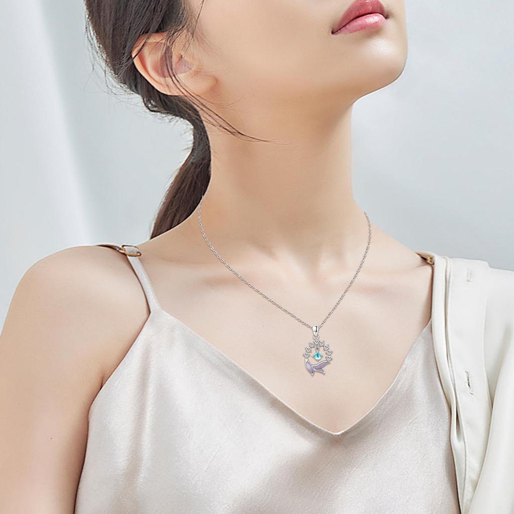 Moonstone Silver Silver White Anniversary [StoryMidir] Necklace, 925, Hypoallergenic, Women's Pendant, Moonstone, Chain, 45+5cm, Adjuster, Accessory,