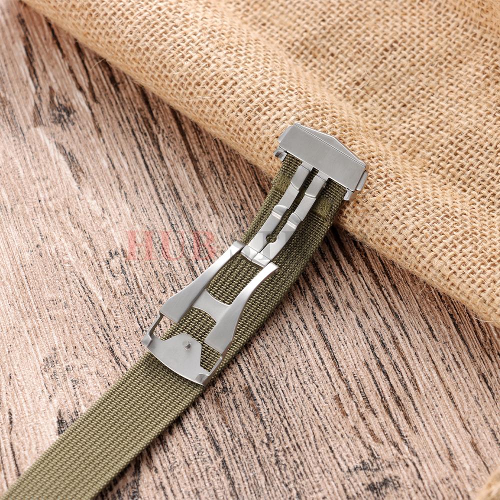 Premium Ribbed Watch Band Deployant Clasp Nylon 20mm 22mm Watch Strap for Omega Folding Buckle Watchband Sport Wristband For Men