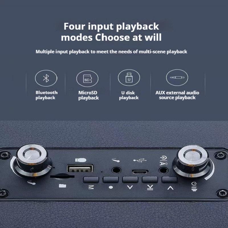 40W Powerful Wooden Portable Bluetooth5.0 Speaker Stereo Sound Wireless Subwoofer Boombox Home Karaoke Support FM/TF/AUX/U Stick