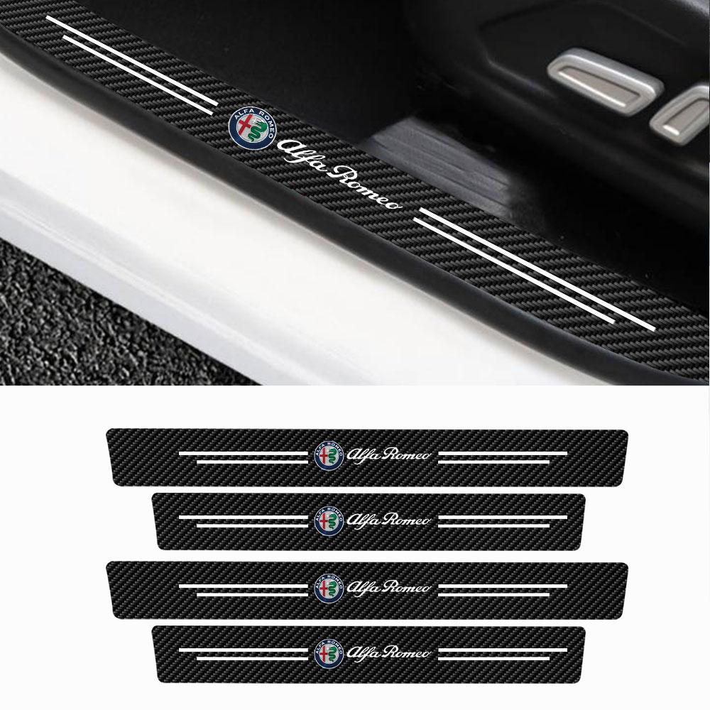 4PCS Sill Sticker Black Car Decoration Car Accessories For Alfa Romeo Tonale Giulietta 156 159 MITO Stelvio Sportiva GT Brera