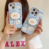 Cartoon Sheep Phone Case For iPhone 15 Pro Max 16 14 13 12 Pro With Wrist bracket Absorbent And Anti Drop soft silicone Cover