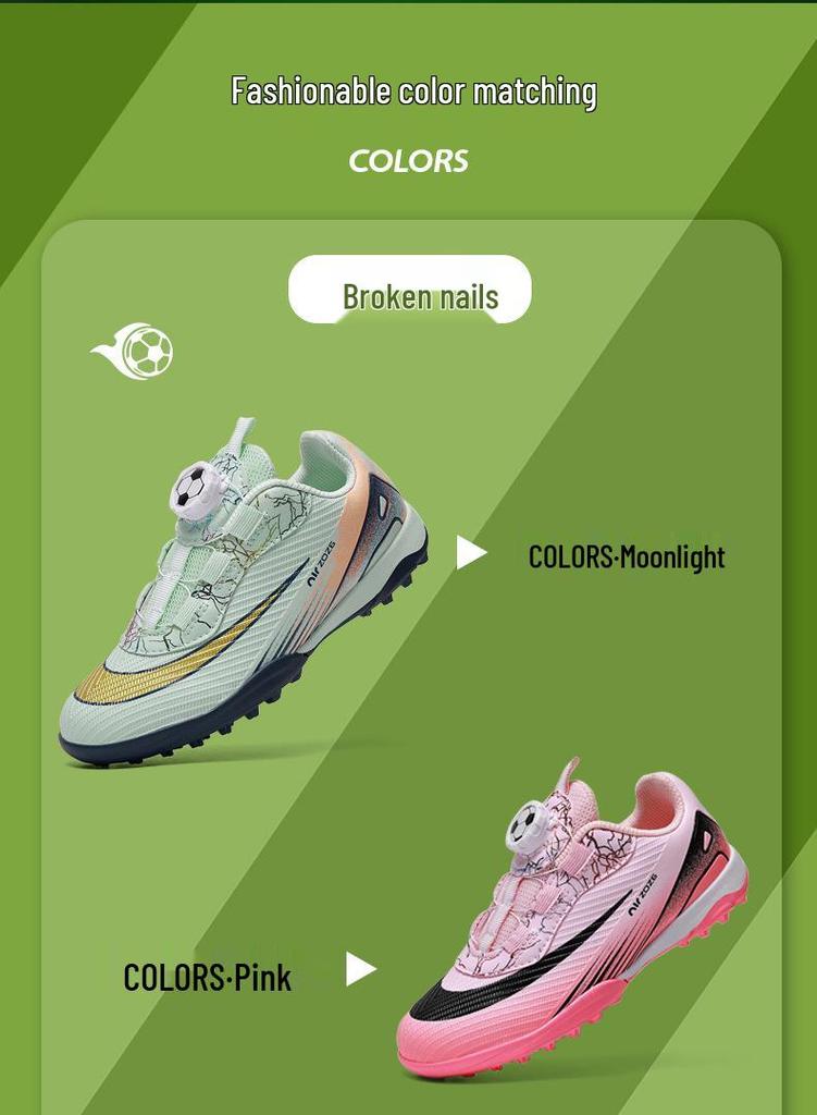 Children's Rotating Buckle Football Shoes – Boys & Girls TF Studded Sports Shoes for Training & Competition