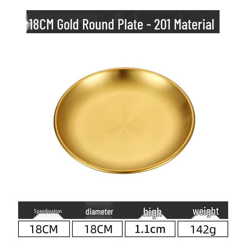Gold Round 304 Stainless Steel Korean BBQ and Cake Tray