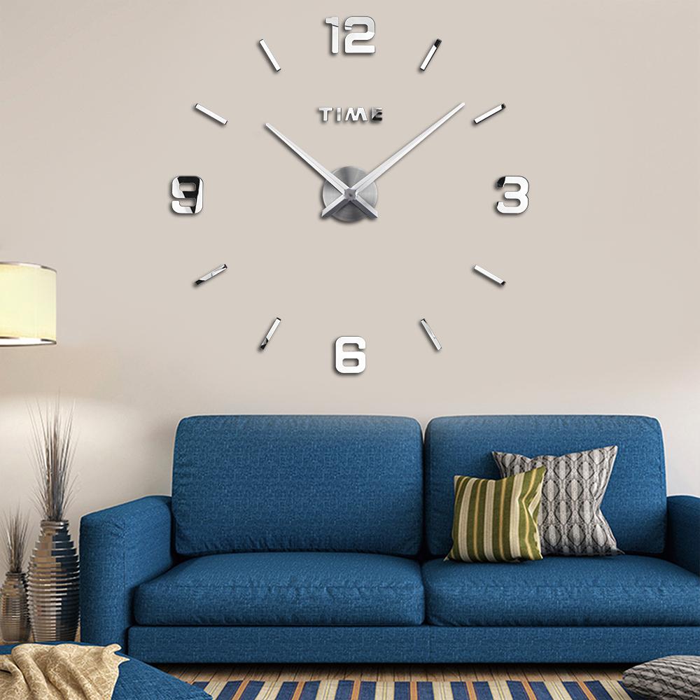 Living Room Black Fancy Large DIY 3D Frameless Acrylic Mirror Sticker Art Home Decor Unique Gift Modern Luxury Wall Clocks  Wall