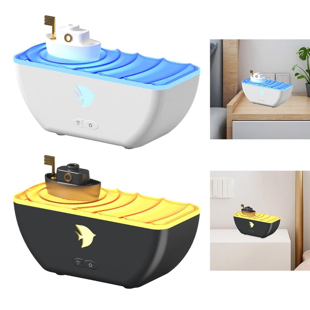 Aroma Diffuser Colorful Night Light Silent Ship Shaped 300ml Oil Diffuser Humidifier Air Diffuser for Women Bedroom SPA Mom Home