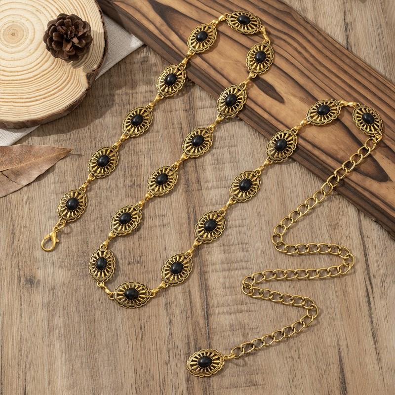 Bohemian Vintage Metal Waist Chain Women - Hollow Cut Out Adjustable Belt Accessory Fall Winter