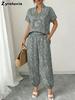 Summer New Women's Clothing Paisley Floral Vintage Style Two Piece Set for
