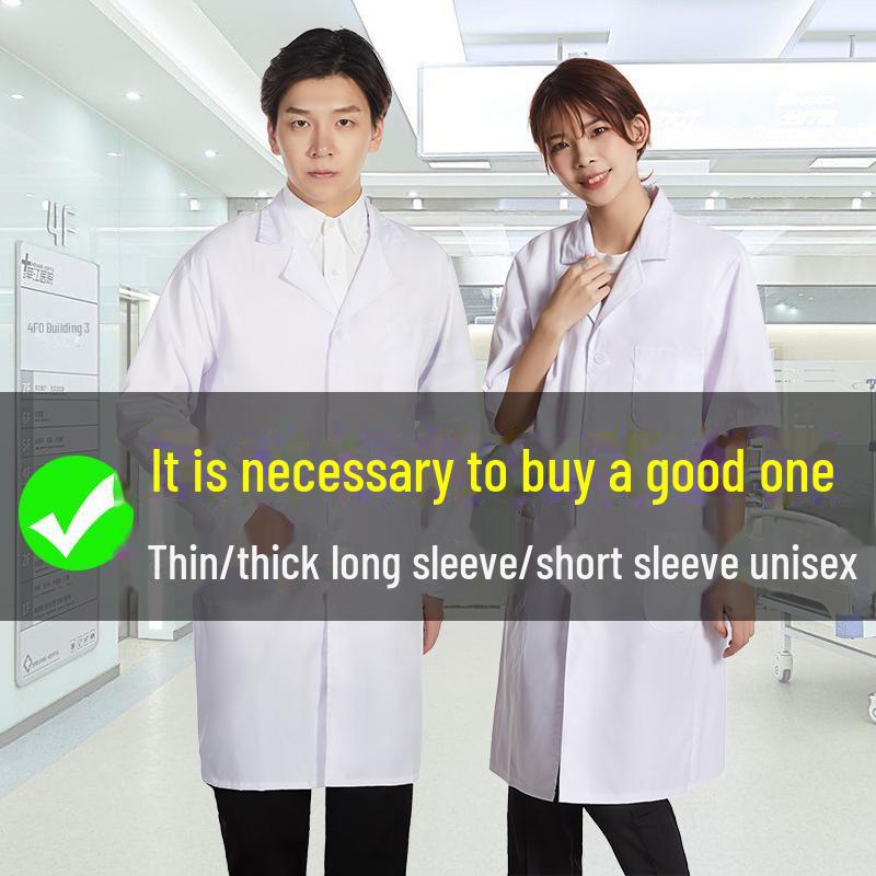 Palton alb gros: Halat unisex cu mânecă lungă pentru laborator/medic/alimentație/protecția muncii