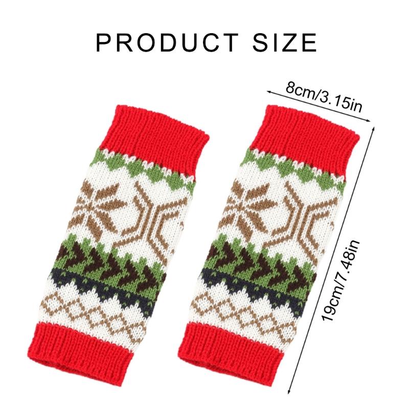 Women Jacquard Gloves Christmas Theme Fingerless Gloves Winter Autumn Handwear