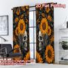 2D FLAT PRINTING 2pcs Curtains (Without Rod) Halloween Skulls with Sunflowers Popular Creative Curtains 100% Polyester Curtains