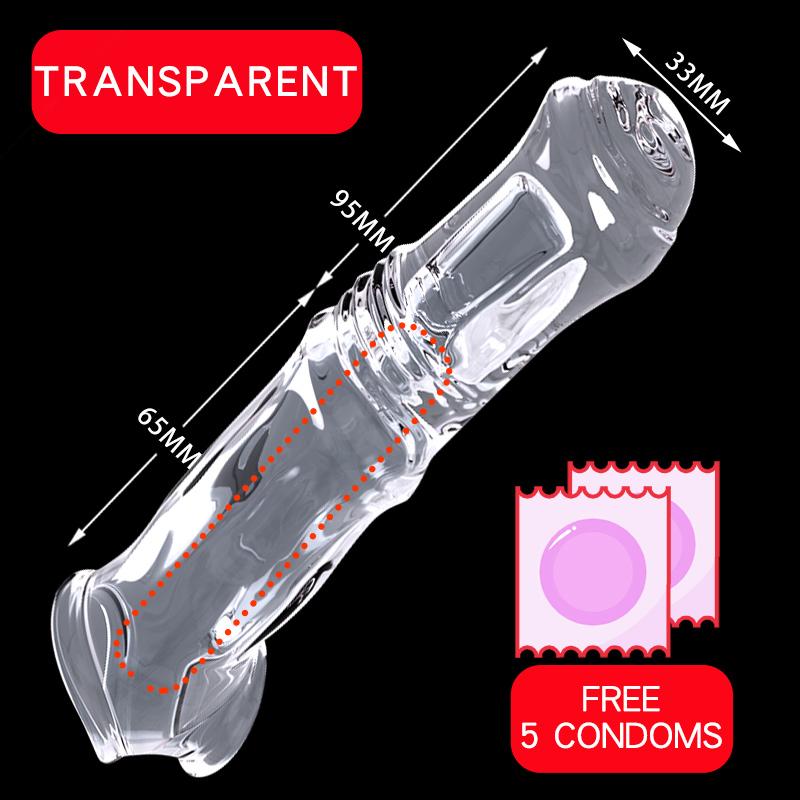 Vibrator Penis Sleeve Horse Dildo Reusable Condom Cock Ring Dildos Delay Penis Extender Dick Enlarger Sexy Toys For Men Sex