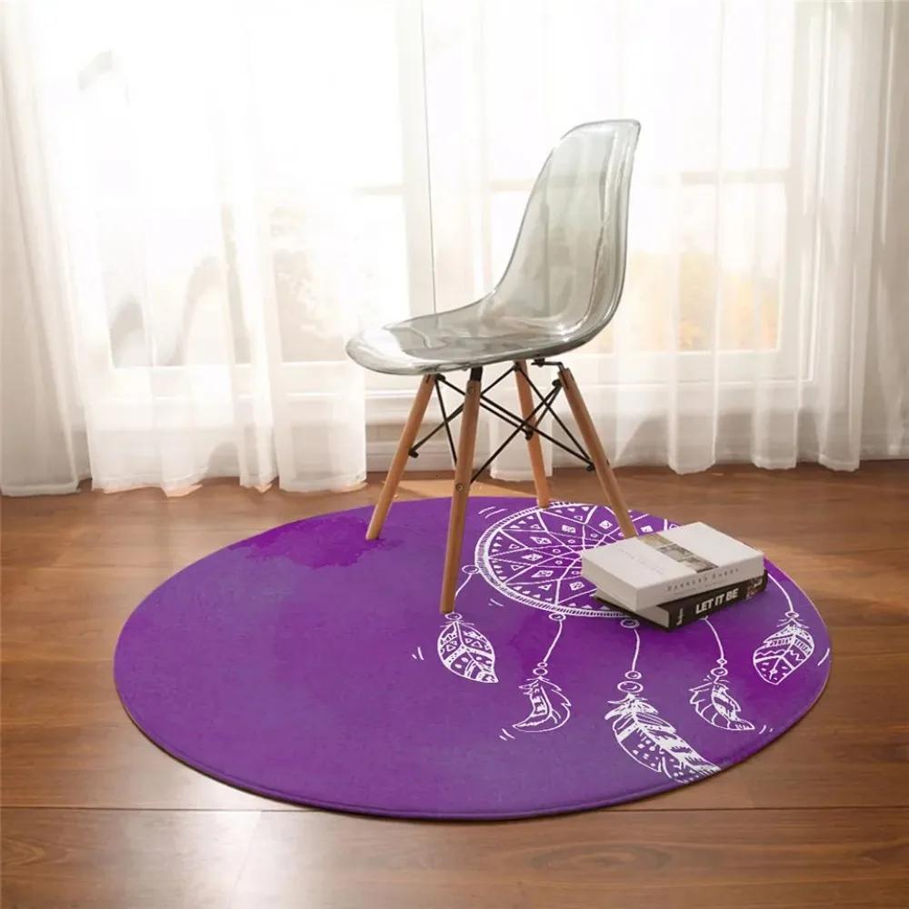 Bohemian Colorful Dreamcatcher Sunset Round Carpet Watercolor Style Circle Rug Bedroom Living Room Floor Mat Chair Pad Doormat