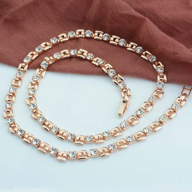 

5 мм 8 цветов 50 см Женская цепочка цвета розового золота 585 с белым и зеленым кубическим цирконием 50cm