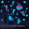 Under The Sea Glow In The Dark Wall Decals, Mermaids Seahorse Shells Luminous Sticker for Girls Room, Nursery, Bathroom, Ceiling, Wall Decor