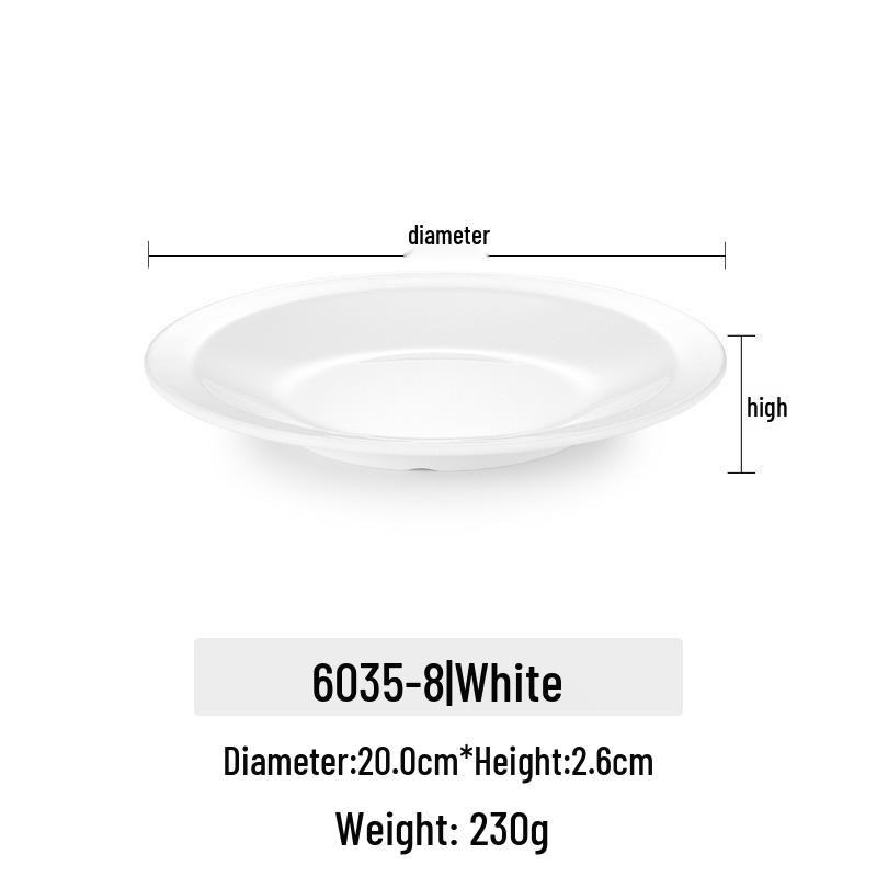 Melamine Round Imitation Porcelain Plastic Dinner Plate - Steak, Buffet, and Commercial Use for Restaurants and Hotels