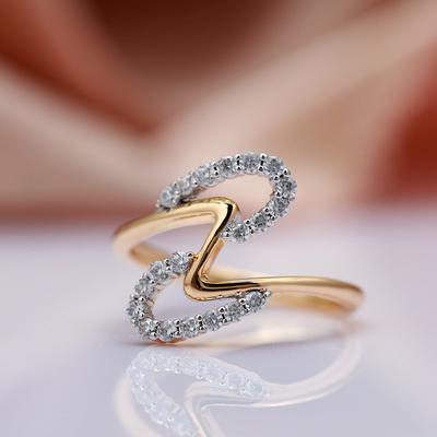 New Rose Gold With Color Women Rings Micro-Wax Inlay Natural Zircon Wave Rings Fashion Wedding Fine Jewelry