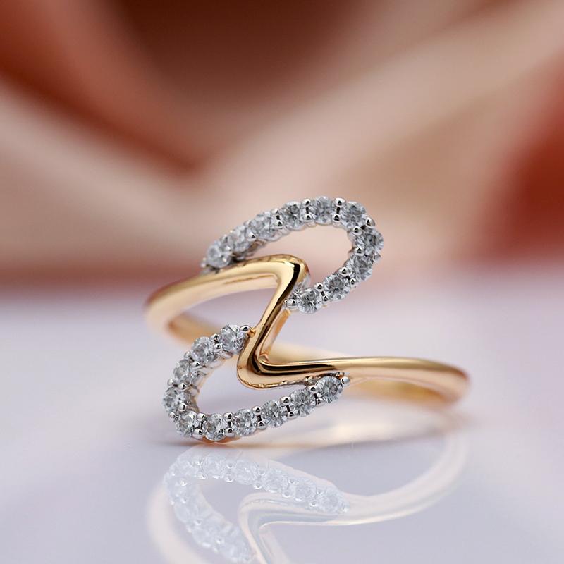 New  Rose Gold With  Color Women Rings Micro-Wax Inlay Natural Zircon Wave Rings Fashion Wedding Fine Jewelry
