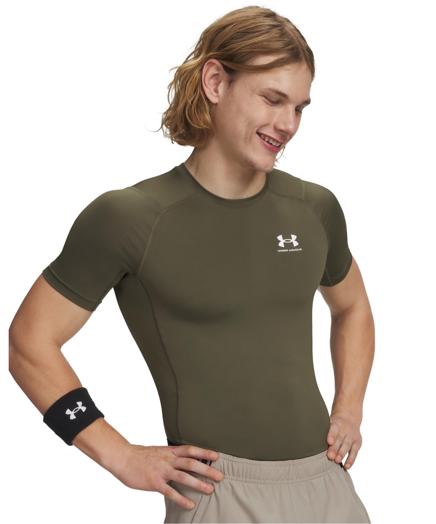 

Under Armour UA HG Armour Comp SS 1361518 390 Marine OD Green White S